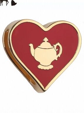 Designer-style Heart Shape Teapot Twilly Scarf Ring - red